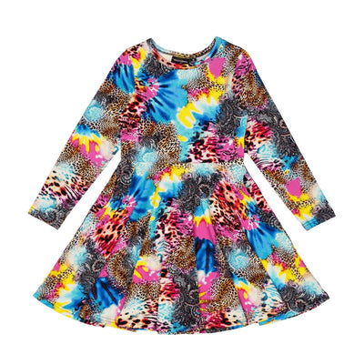 Abstract Leopard LS Waisted Dress Long Sleeve Dress Rock Your Baby 