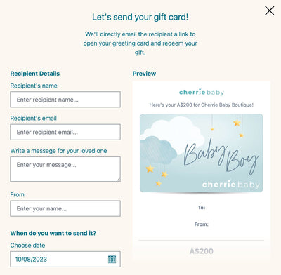 Baby Boy - E-Gift Card Gift Card Cherrie Baby Boutique 