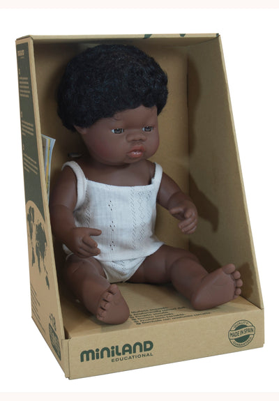 Baby Doll - African Boy 38cm Doll Miniland 