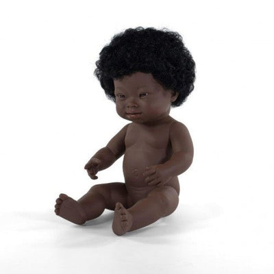 Baby Doll - African Down Syndrome Girl 38cm Doll Miniland 