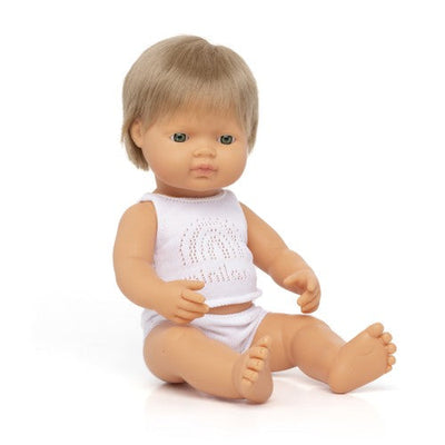 Baby Doll - Dark Blonde Caucasian Boy 38cm Doll Miniland 