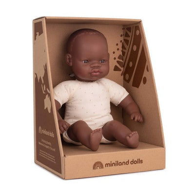 Baby Doll - Soft Bodied w/ Articulated Head African 32cm Doll Miniland 