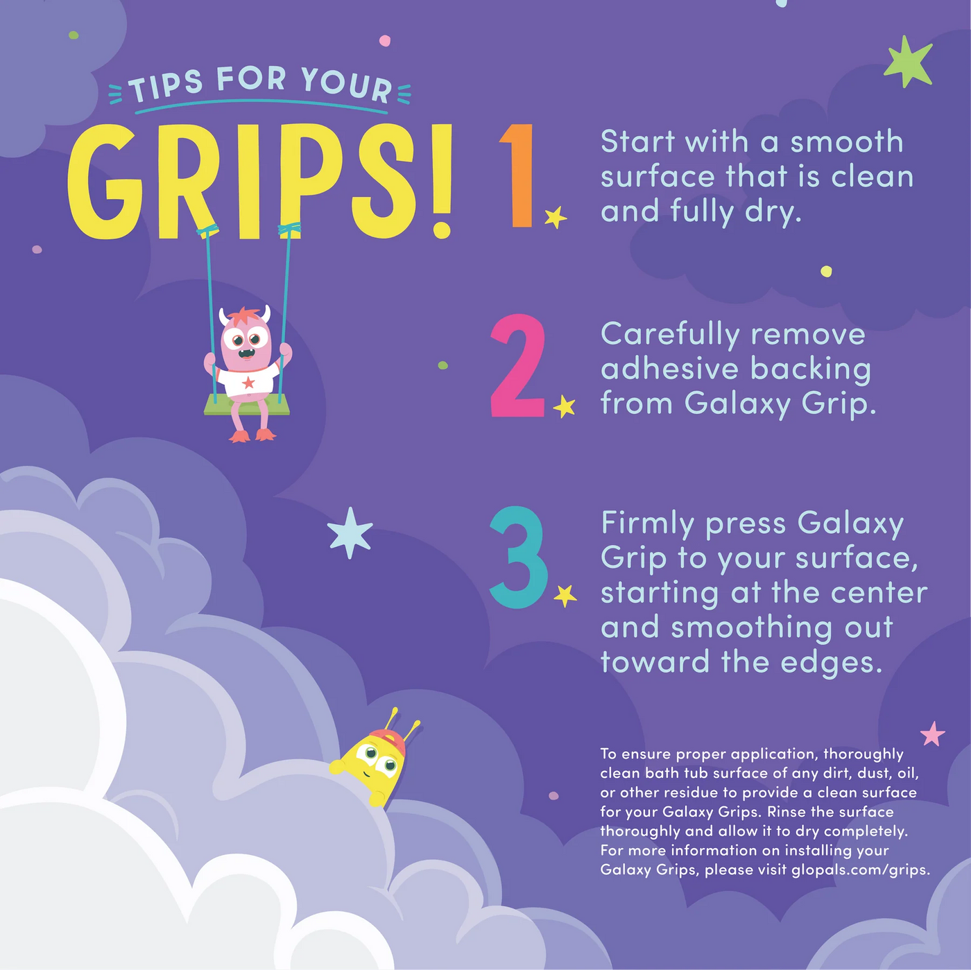 Bath Grips - Galaxy Grips Bath Toy Glo Pals 