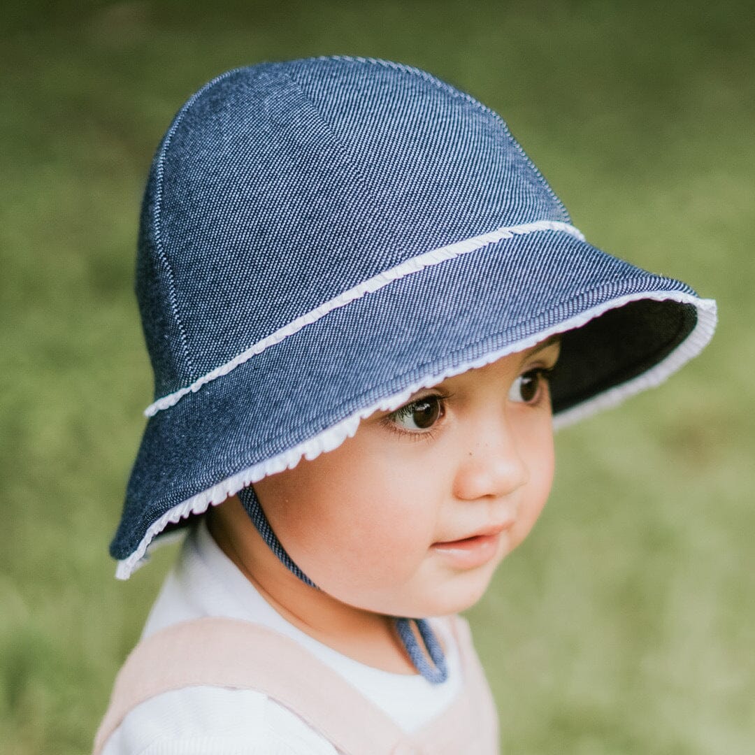 Bedhead - Baby Ruffle Trim Bucket Hat - Denim Hats Bedhead 