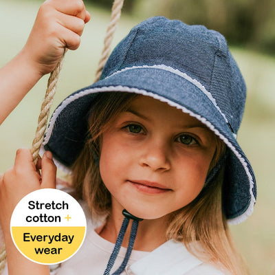 Bedhead - Kids Ponytail Trim Bucket Hat with Strap - Denim Hats Bedhead 