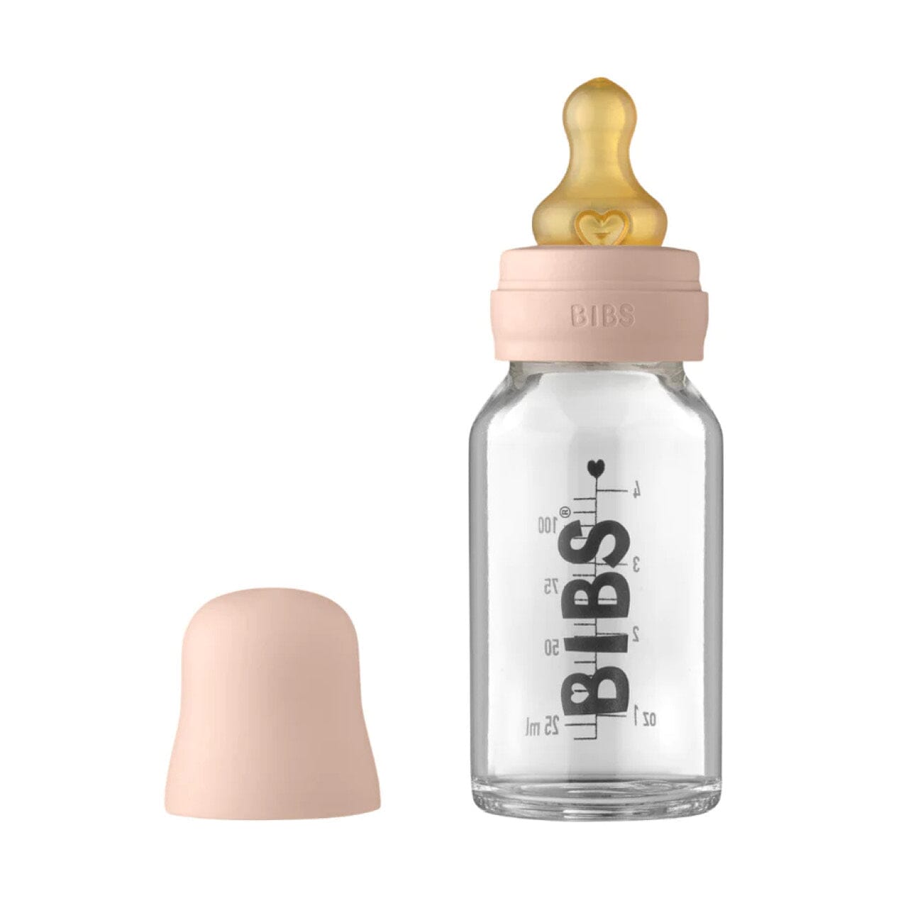 BIBS Dummies 110ml Glass Bottle Set Latex - Blush Bottle BIBS Dummies 