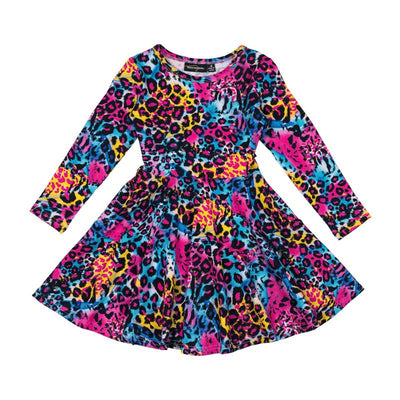Blue Miami Leopard LS Waisted Dress Long Sleeve Dress Rock Your Baby 
