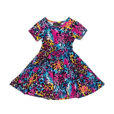 Blue Miami Leopard SS Waisted Dress Short Sleeve Dress Rock Your Baby 