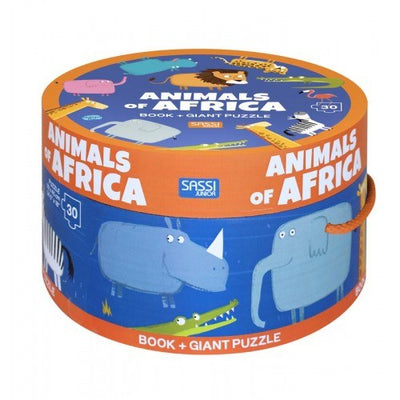 Book & Giant Puzzle - Animals Of Africa 30 Pcs Puzzle Sassi 