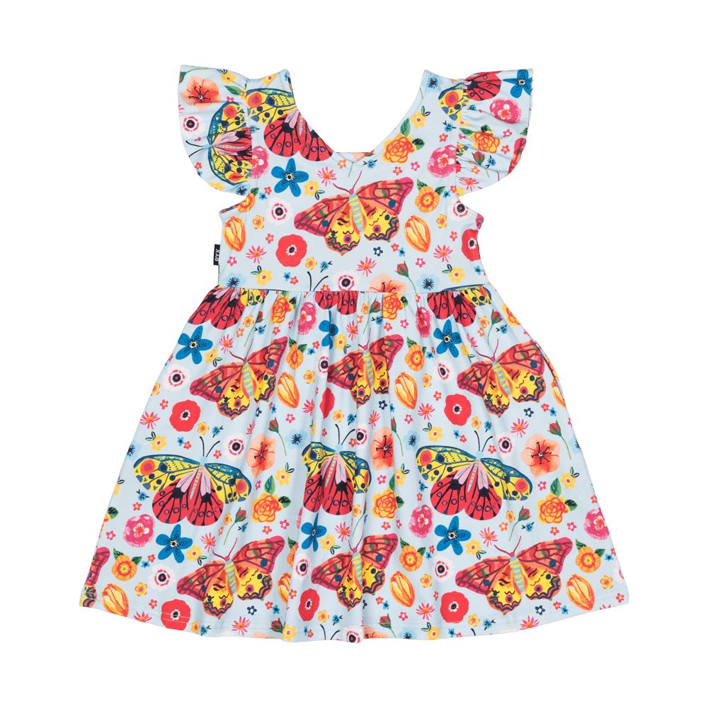Butterflies Lola Dress With Shoulder Frills Sleeveless Dress Rock Your Baby 