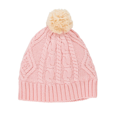 Cable Knit Beanie - Pink & Cream Beanie Acorn Kids 