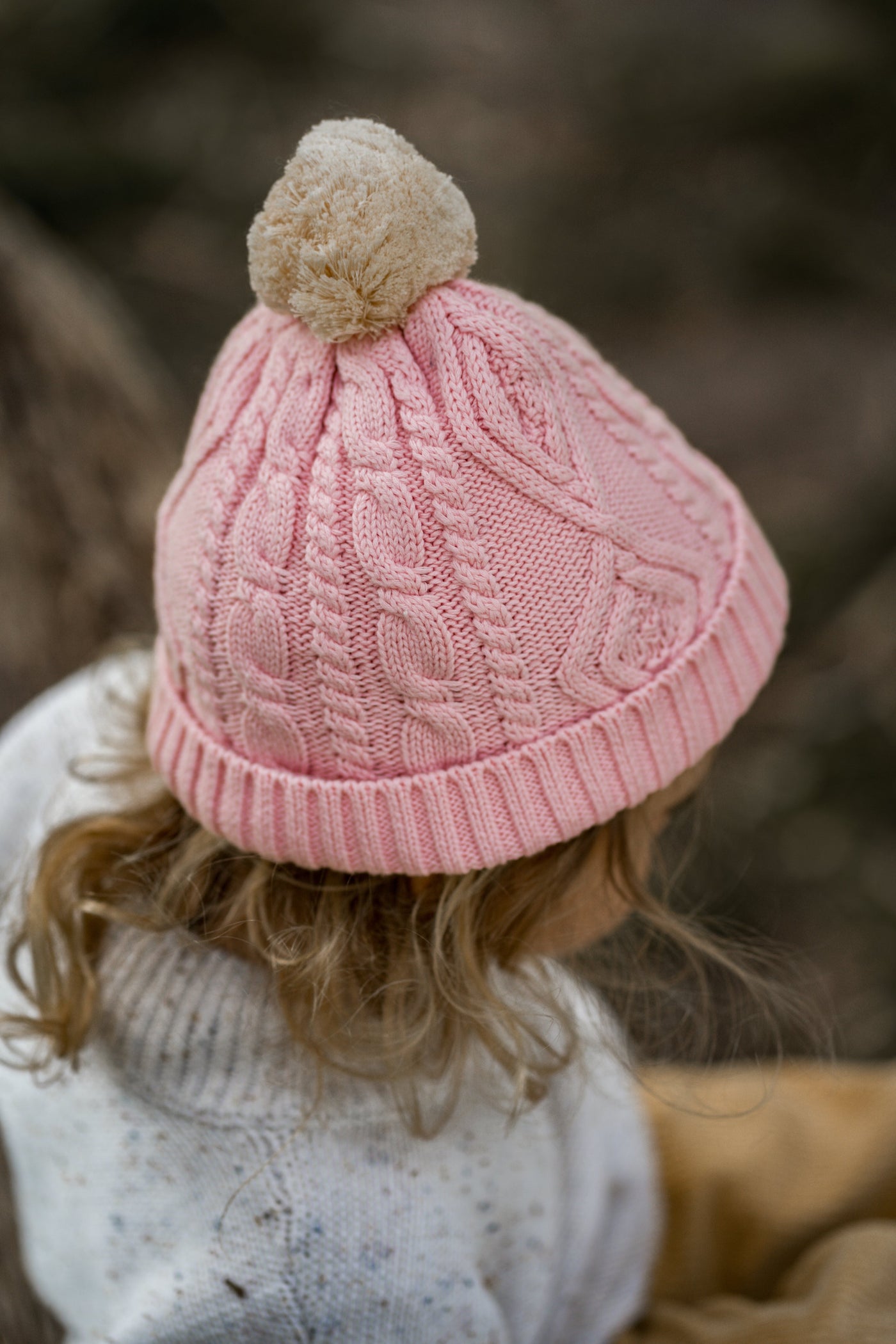 Cable Knit Beanie - Pink & Cream Beanie Acorn Kids 