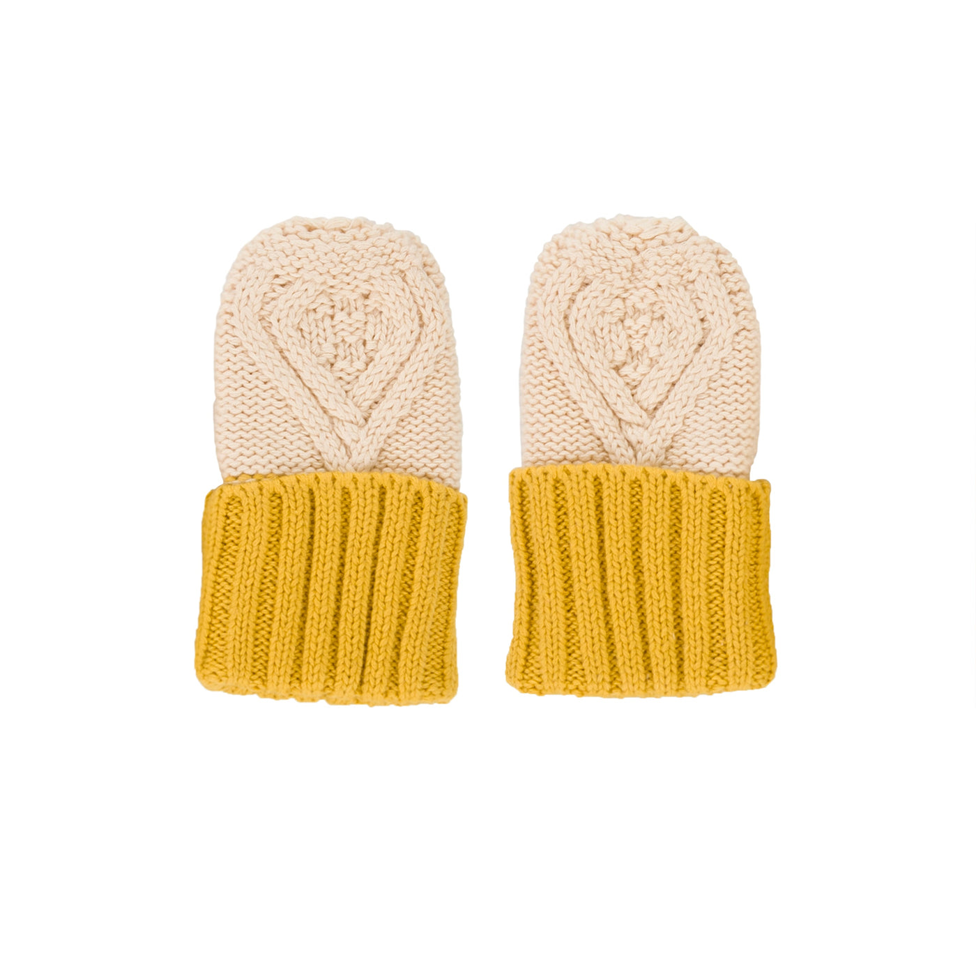 Cable Knit Mittens - Oatmeal & Mustard Mittens Acorn Kids 