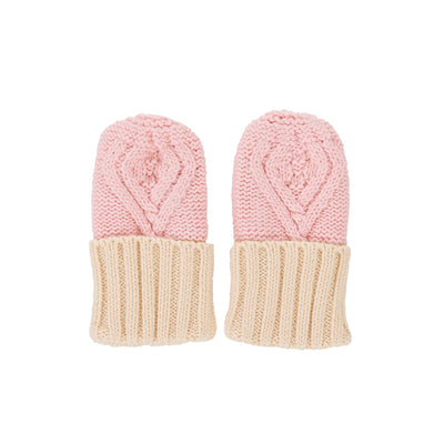 Cable Knit Mittens - Pink & Cream Mittens Acorn Kids 