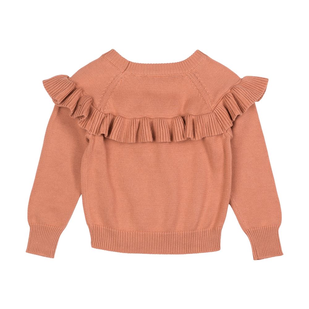 Clay Pink Frill Knit Jumper Knitted Jumper Rock Your Baby 