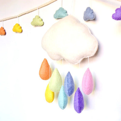 Cloud Nursery Mobile - Pastel Rainbow Raindrops Mobile Tara Treasures 