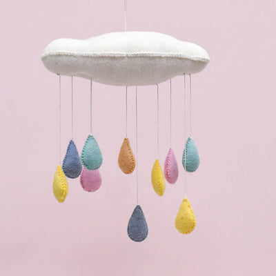 Cloud Nursery Mobile with Raindrops - 3D Pastel Mobile Tara Treasures 