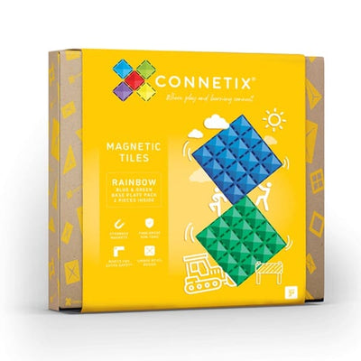 Connetix Tiles 2 Piece Base Plate Pack- Green & Blue Magnetic Play Connetix 