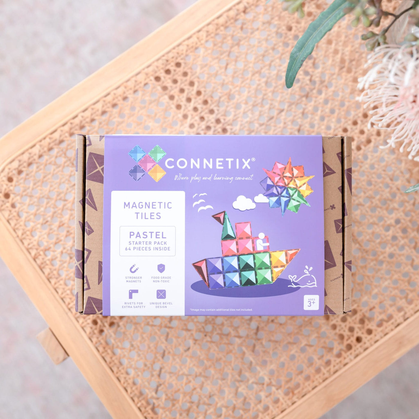 Connetix Tiles Pastel Starter Pack 64pc Magnetic Play Connetix 