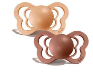 BIBS Dummies - Couture Silicone Colour 2 Pk Peach/Woodchuck