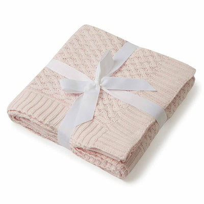 Diamond Knit Baby Blanket - Blush Pink Blanket Snuggle Hunny Kids 