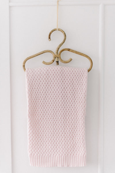 Diamond Knit Baby Blanket - Blush Pink Blanket Snuggle Hunny Kids 