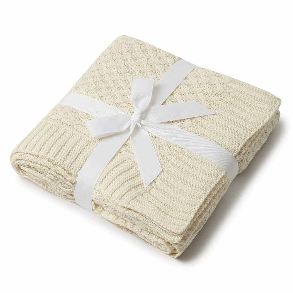 Diamond Knit Baby Blanket - Cream Blanket Snuggle Hunny Kids 