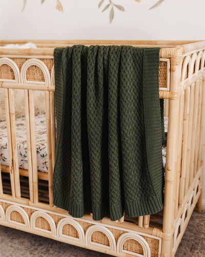 Diamond Knit Baby Blanket - Olive Blanket Snuggle Hunny Kids 