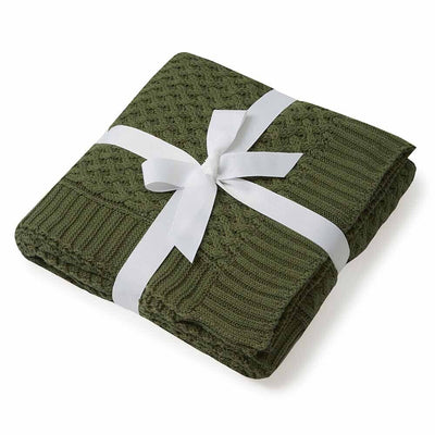 Diamond Knit Baby Blanket - Olive Blanket Snuggle Hunny Kids 