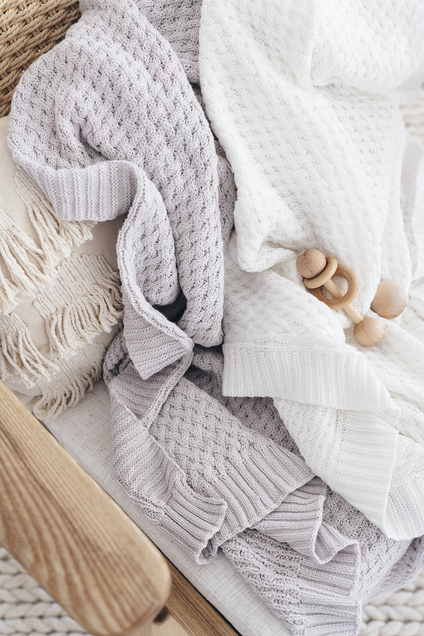 Diamond Knit Baby Blanket - Warm Grey Blanket Snuggle Hunny Kids 