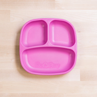 Divided Plate (Square) Feeding Re-Play Bright Pink 