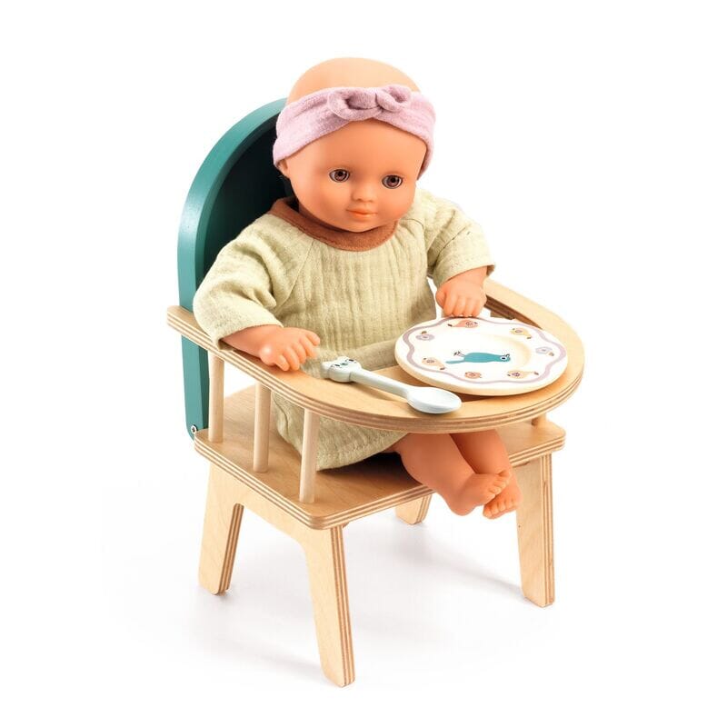 Djeco Baby Doll High Chair Wooden Toy Le Toy Van 