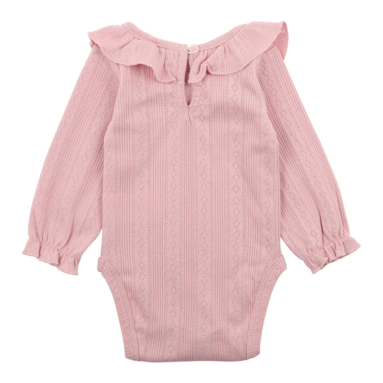 Dusty Pink Pointelle LS Bodysuit Bodysuit Bebe 