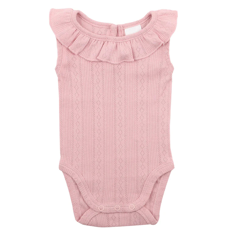 Dusty Pink Pointelle Sleeveless Bodysuit Bodysuit Bebe 