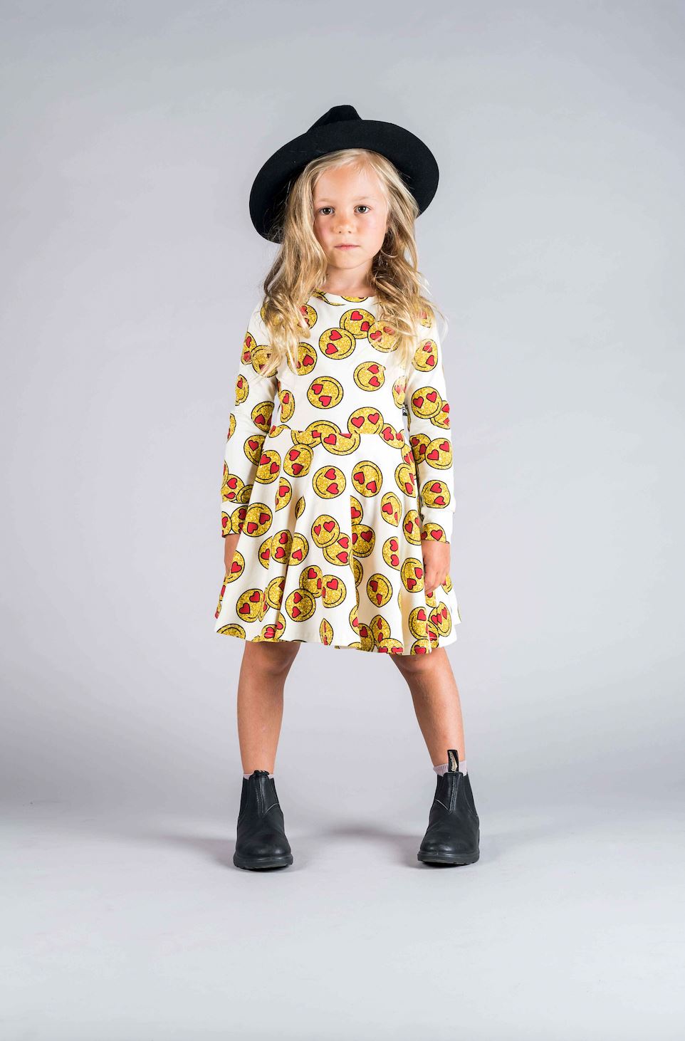 Emoji Ls Waisted Dress - Multi Long Sleeve Dress Rock Your Baby 