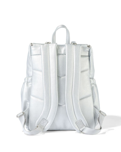 Faux Leather Backpack - Silver Dimple Backpacks OiOi 