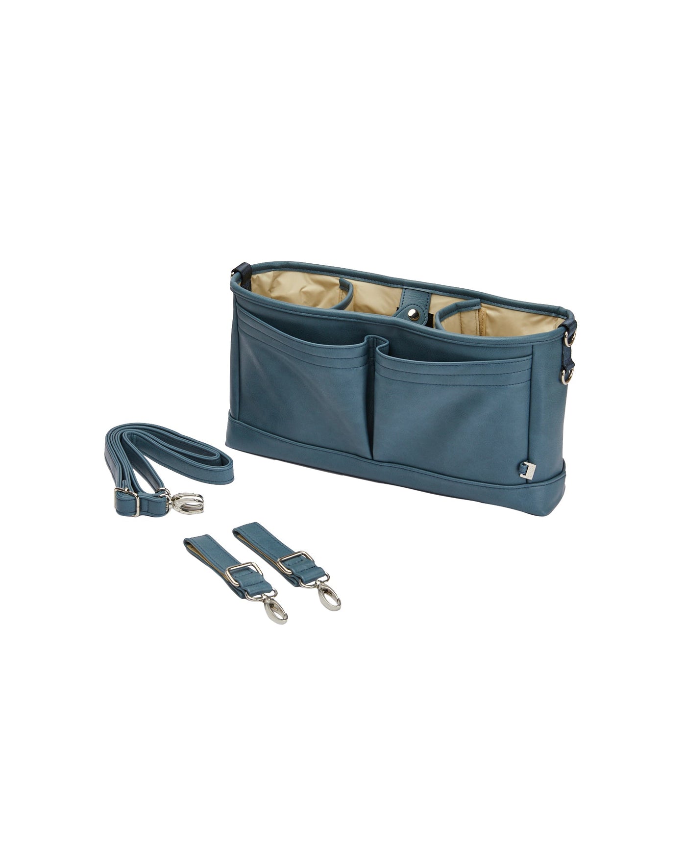 Faux Leather Stroller Organiser/Pram Caddy - Stone Blue Bags OiOi 