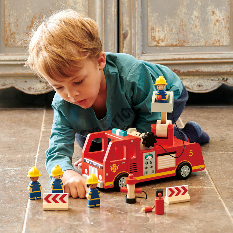 Fire Engine Vehicle and Construction Tender Leaf Toys 