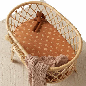 Snuggle Hunny - Organic Fitted Bassinet Sheet - Bronze Palm