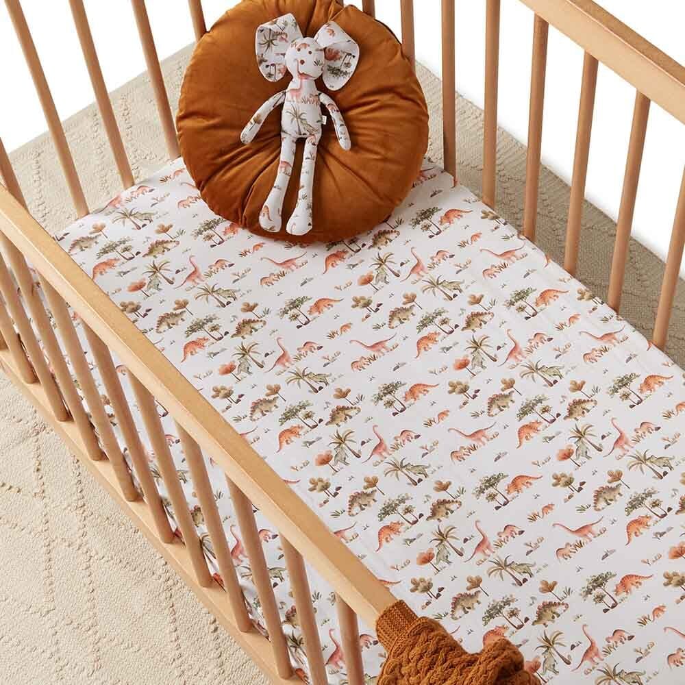 Fitted Cot Sheet - Dino Cot Sheet Snuggle Hunny Kids 