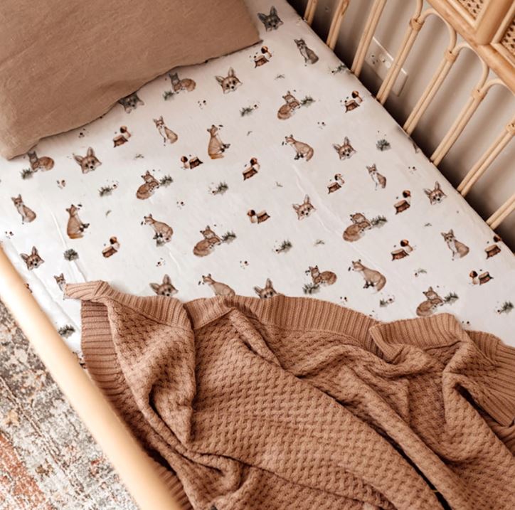 Fitted Cot Sheet - Fox Cot Sheet Snuggle Hunny Kids 
