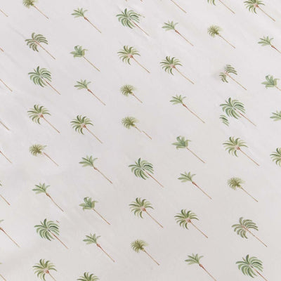 Fitted Cot Sheet - Green Palm Cot Sheet Snuggle Hunny Kids 