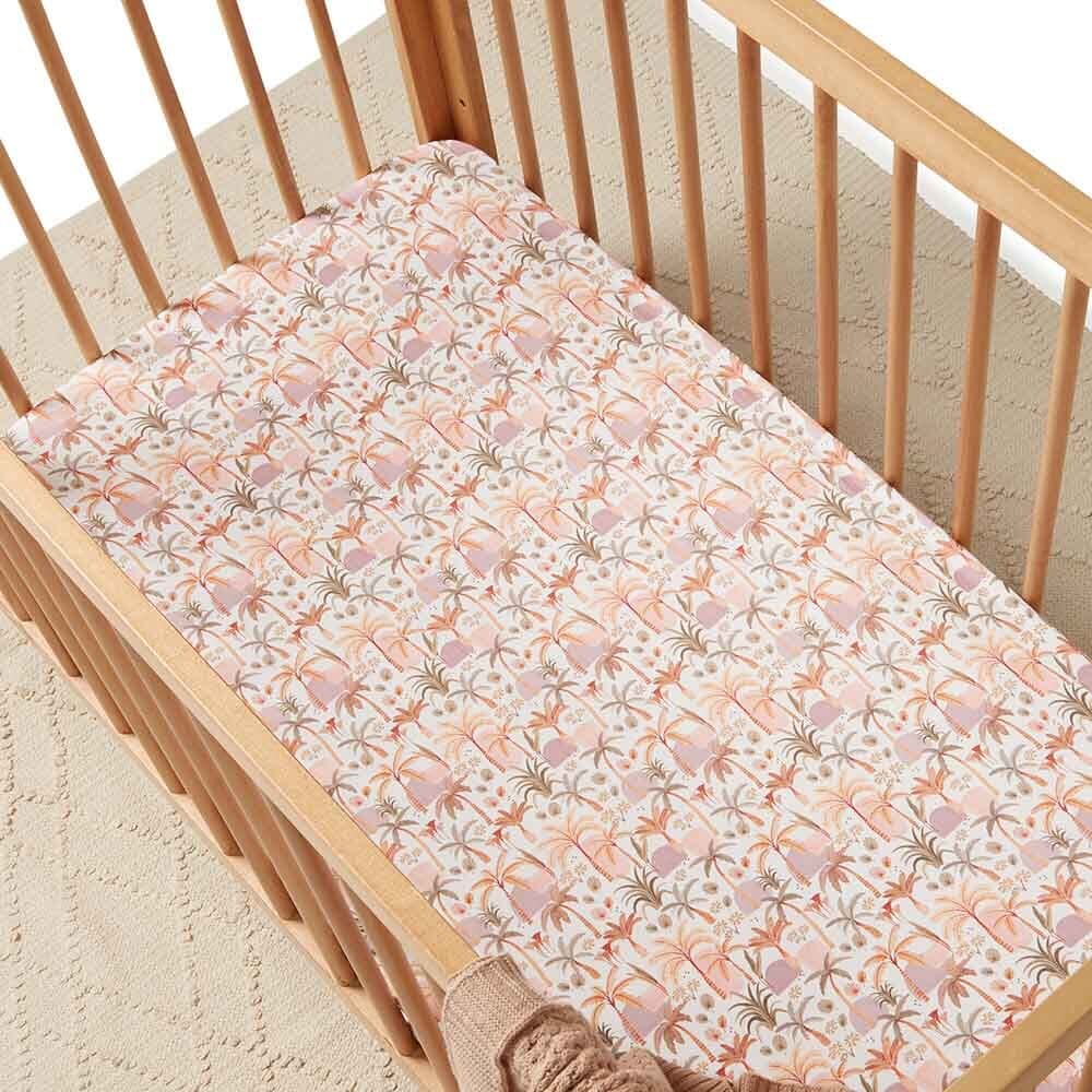 Fitted Cot Sheet - Palm Springs Cot Sheet Snuggle Hunny Kids 