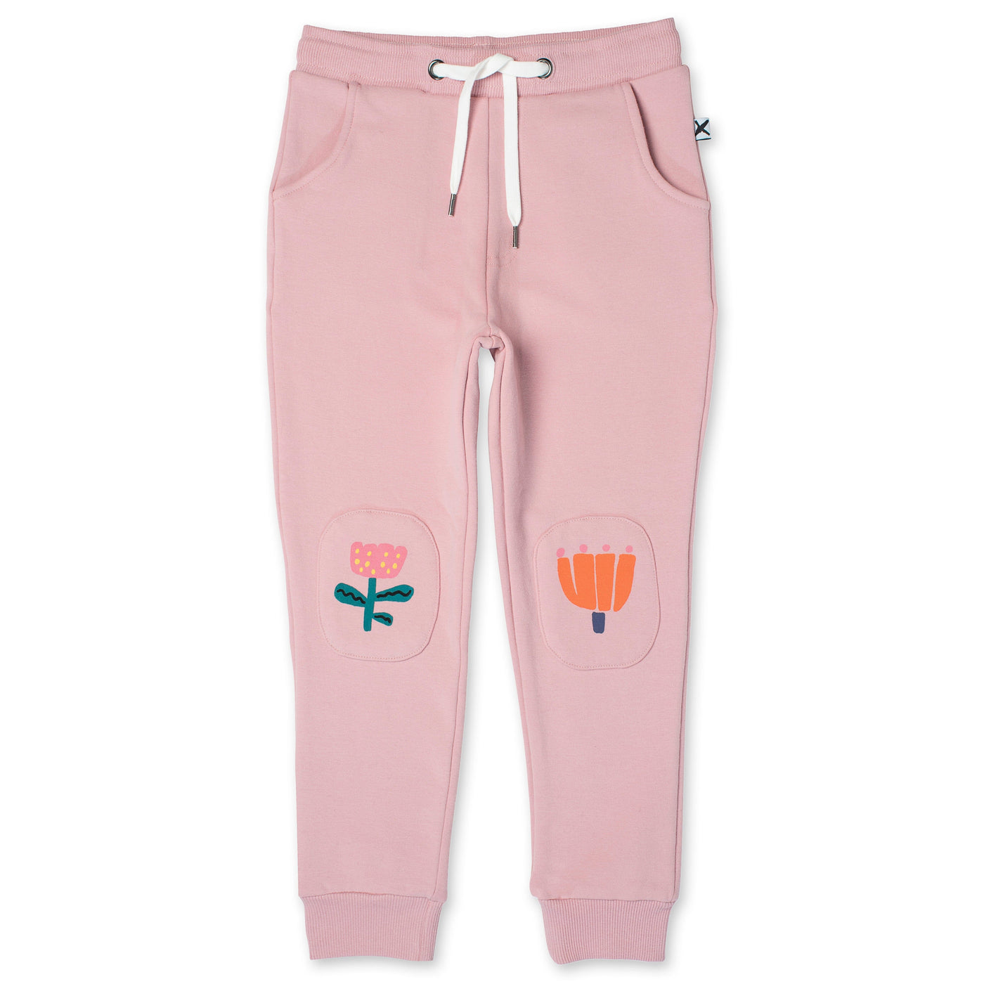 Flower Patch Furry Trackies - Muted Pink Trackpants Minti 