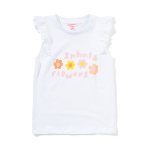 Missie Munster - Flowers Frill Tank - White