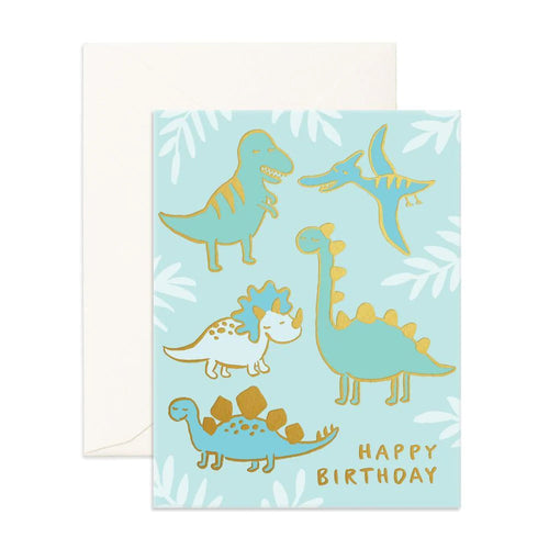 Fox & Fallow Greeting Card - Foil Birthday Dinos