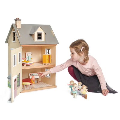 Foxtail Villa Wooden Doll House with Furniture Doll Tender Leaf Toys 