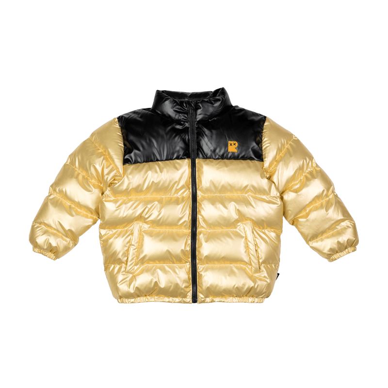 Gold Metallic Puff Padded Jacket With Lining Jacket Rock Your Baby 