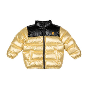 Rock Your Baby - Gold Metallic Puff Padded Jacket With Lining