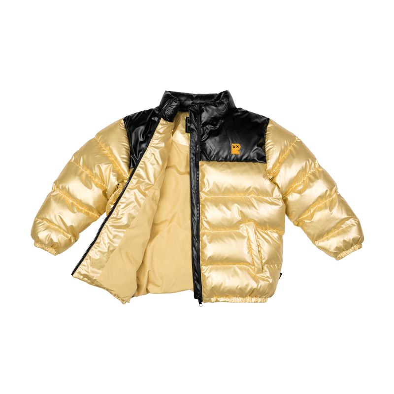 Gold Metallic Puff Padded Jacket With Lining Jacket Rock Your Baby 